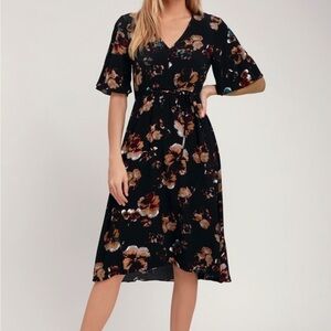 Floral Midi Wrap Dress